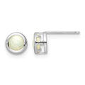 14k White Gold 5mm Round Bezel October/Opal Post Earrings