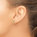 14k White Gold 5mm Round Bezel November/Citrine Post Earrings