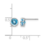 14k White Gold 5mm Round Bezel December/Blue Topaz Post Earrings