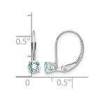 14k White Gold 4mm Round March/Aquamarine Leverback Earrings
