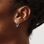 14k White Gold 4mm Round June/Rhodolite Garnet Leverback Earrings