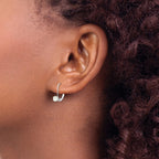 14k White Gold 4mm Round October/Opal Leverback Earrings