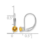 14k White Gold 4mm Round November/Citrine Leverback Earrings