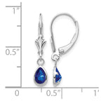 14k White Gold 6x4 Pear Bezel September/Sapphire Leverback Earrings