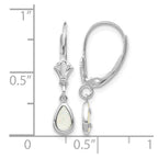 14k White Gold 6x4 Pear Bezel October/Opal Leverback Earrings