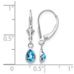 14k White Gold 6x4 Pear Bezel December/Blue Topaz Leverback Earrings