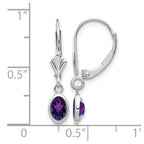 14k White Gold 6x4 Oval Bezel February/Amethyst Leverback Earrings