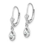 14k White Gold 6x4 Oval Bezel April/White Topaz Leverback Earrings