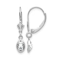 14k White Gold 6x4 Oval Bezel April/White Topaz Leverback Earrings