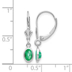 14k White Gold 6x4 Oval Bezel May/Emerald Leverback Earrings