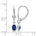 14k White Gold 6x4 Oval Bezel September/Sapphire Leverback Earrings