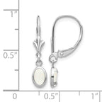 14k White Gold 6x4 Oval Bezel October/Opal Leverback Earrings