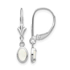 14k White Gold 6x4 Oval Bezel October/Opal Leverback Earrings