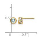 14k 4mm Round Bezel March/Aquamarine Post Earrings