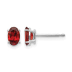 14k White Gold 6x4 Oval January/Garnet Post Earrings