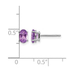 14k White Gold 6x4 Oval February/Amethyst Post Earrings