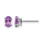 14k White Gold 6x4 Oval February/Amethyst Post Earrings
