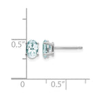 14k White Gold 6x4 Oval March/Aquamarine Post Earrings