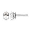 14k White Gold 6x4 Oval April/White Topaz Post Earrings