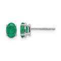 14k White Gold 6x4 Oval May/Emerald Post Earrings