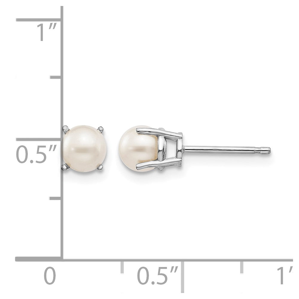 14k White Gold 4.5mm Round June/Freshwater Cultured Pearl Post Earrings