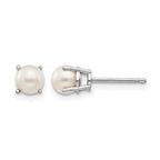 14k White Gold 4.5mm Round June/Freshwater Cultured Pearl Post Earrings