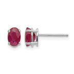 14k White Gold 6x4 Oval July/Ruby Post Earrings