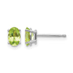 14k White Gold 6x4 Oval August/Peridot Post Earrings