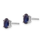 14k White Gold 6x4 Oval September/Sapphire Post Earrings