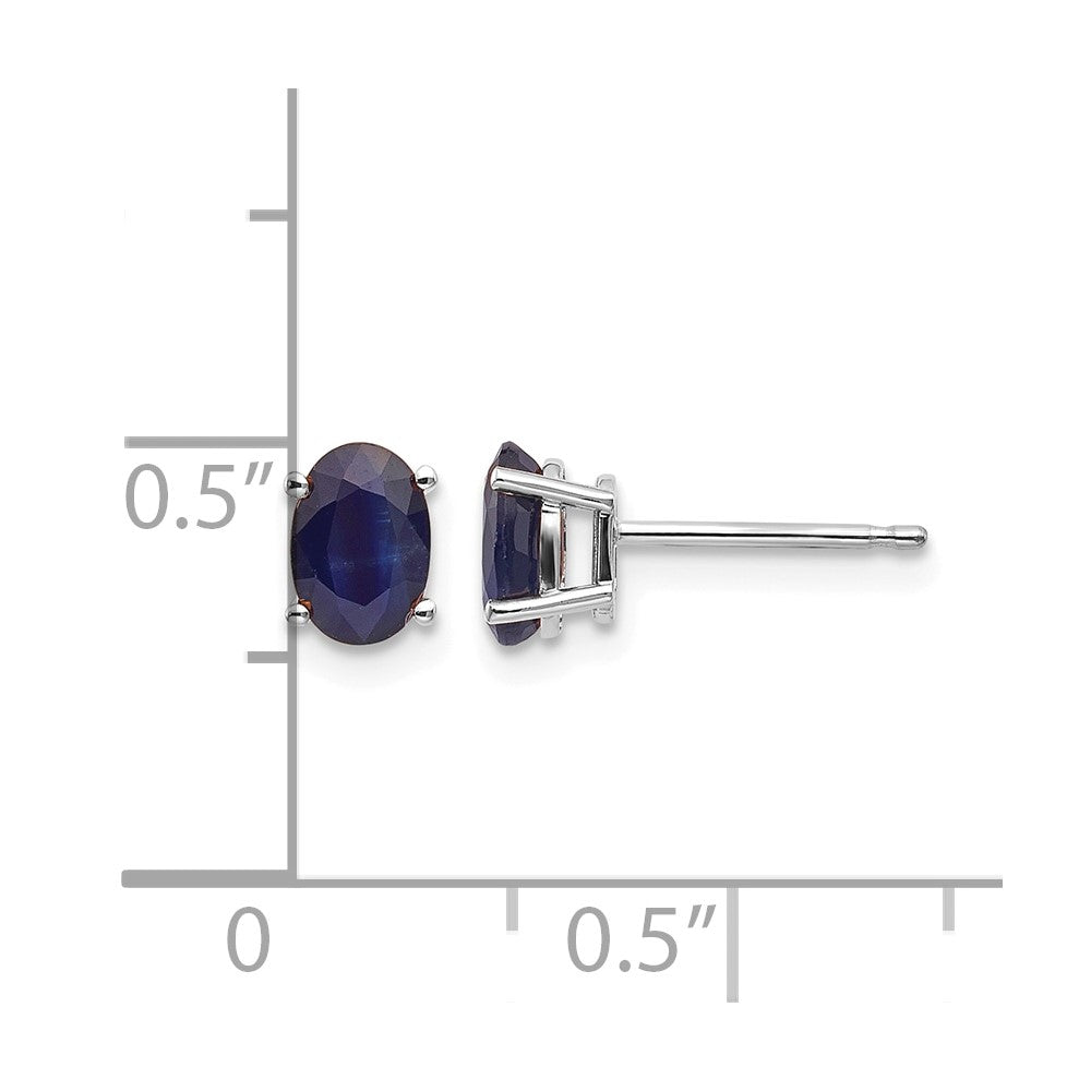 14k White Gold 6x4 Oval September/Sapphire Post Earrings