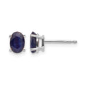 14k White Gold 6x4 Oval September/Sapphire Post Earrings