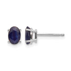 14k White Gold 6x4 Oval September/Sapphire Post Earrings
