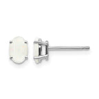14k White Gold 6x4 Oval October/Opal Post Earrings