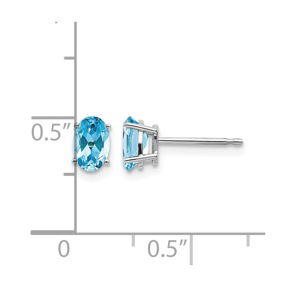14k White Gold 6x4 Oval December/Blue Topaz Post Earrings