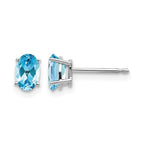 14k White Gold 6x4 Oval December/Blue Topaz Post Earrings