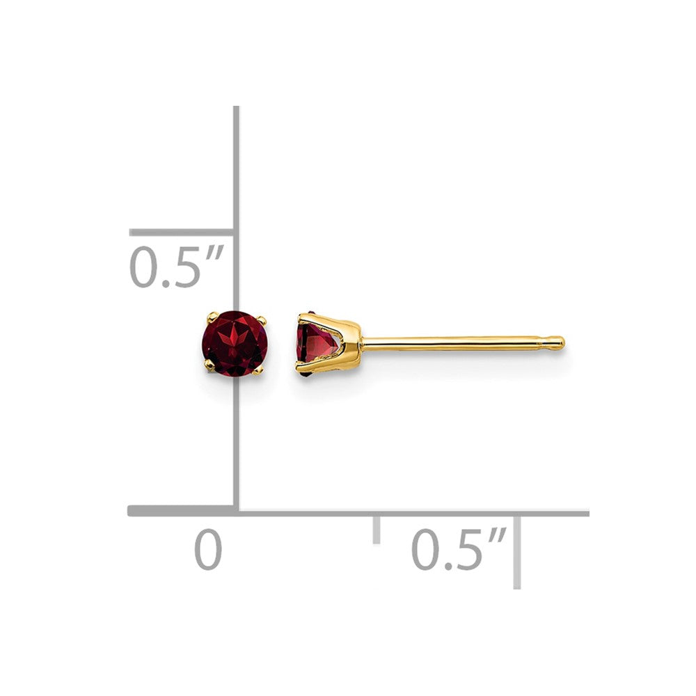 14k 3mm Round January/Garnet Post Earrings