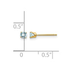 14k 3mm Round March/Aquamarine Post Earrings