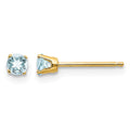 14k 3mm Round March/Aquamarine Post Earrings