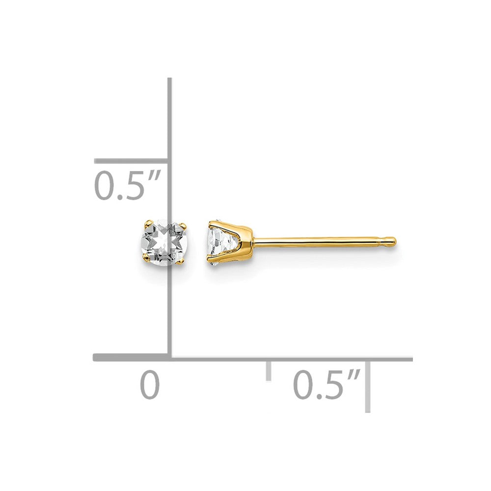 14k 3mm Round April/ White Topaz Post Earrings