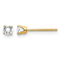 14k 3mm Round April/ White Topaz Post Earrings