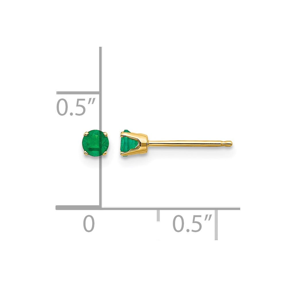 14k 3mm Round May/Emerald Post Earrings