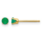 14k 3mm Round May/Emerald Post Earrings