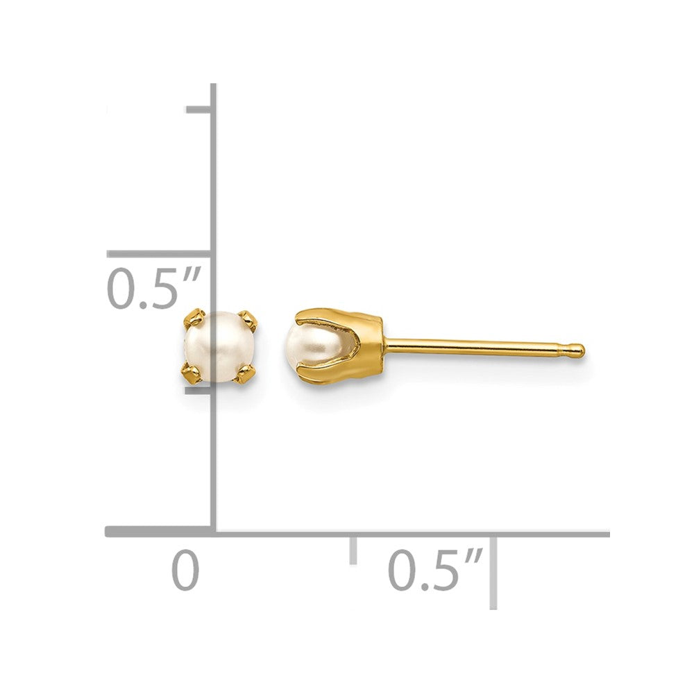 14k 3mm Round June/Freshwater Cultured Pearl Post Earrings