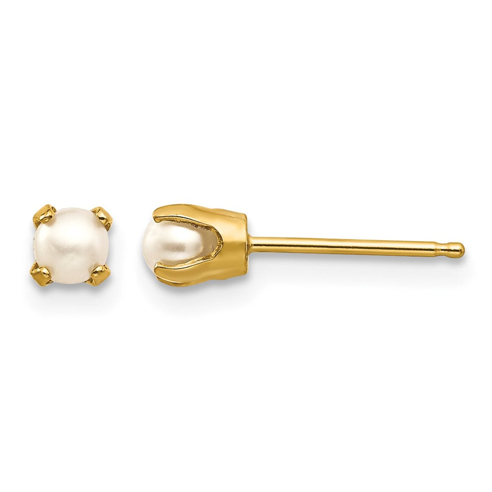 14k 3mm Round June/Freshwater Cultured Pearl Post Earrings