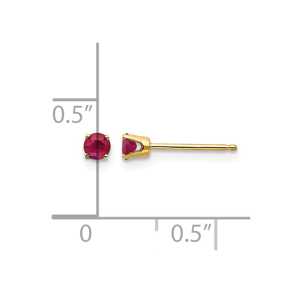 14k 3mm Round July/Ruby Post Earrings