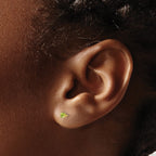 14k 3mm Round August/Peridot Post Earrings
