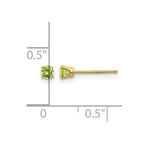 14k 3mm Round August/Peridot Post Earrings