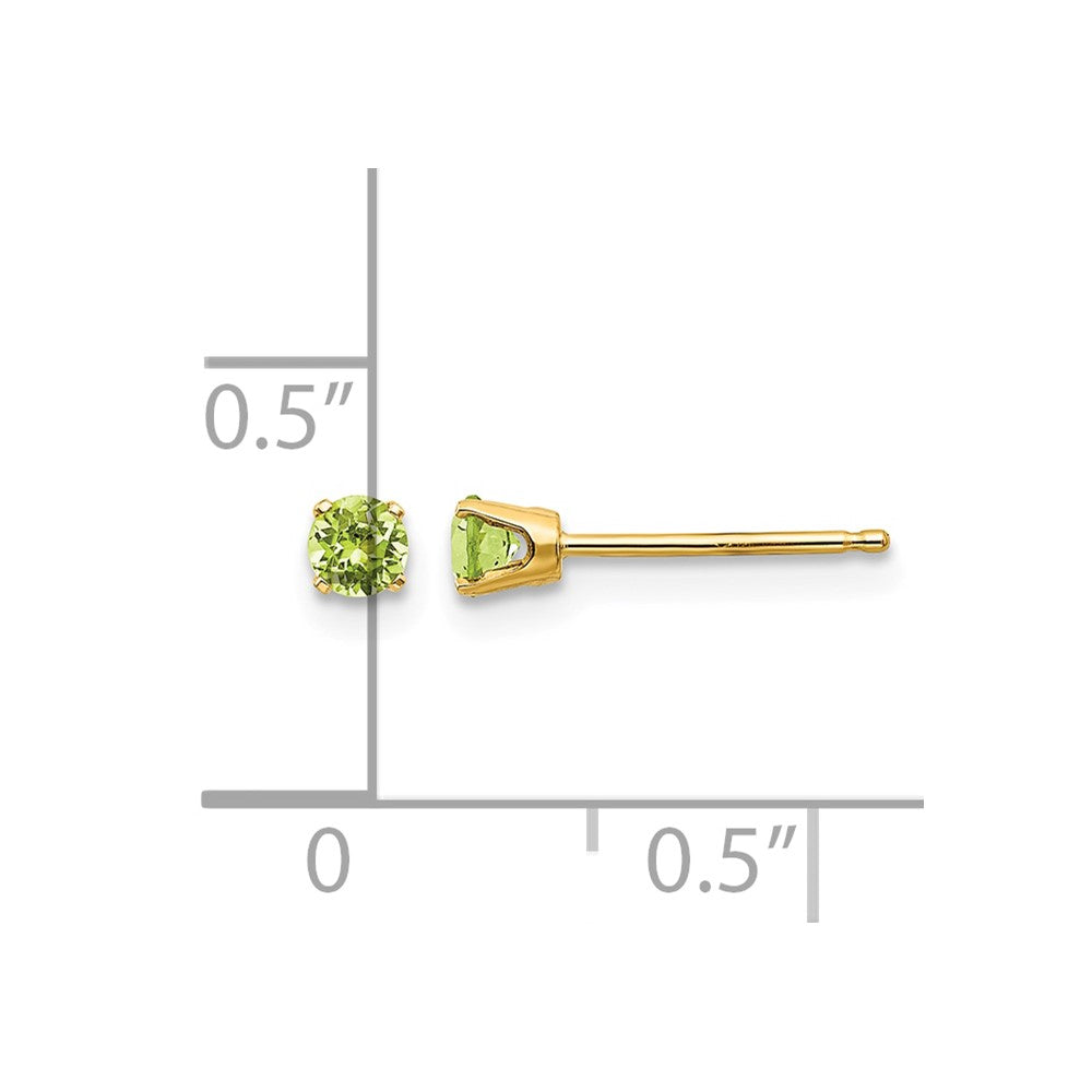 14k 3mm Round August/Peridot Post Earrings
