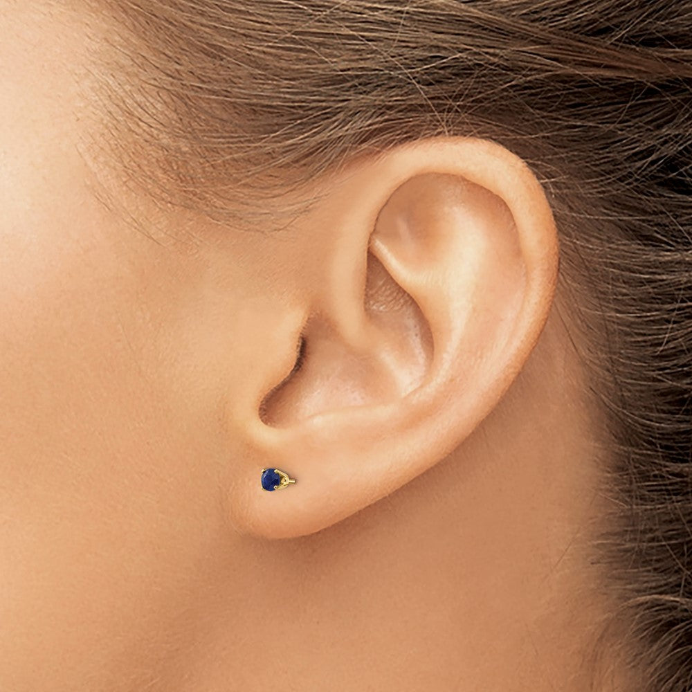 14k 3mm Round September/Sapphire Post Earrings