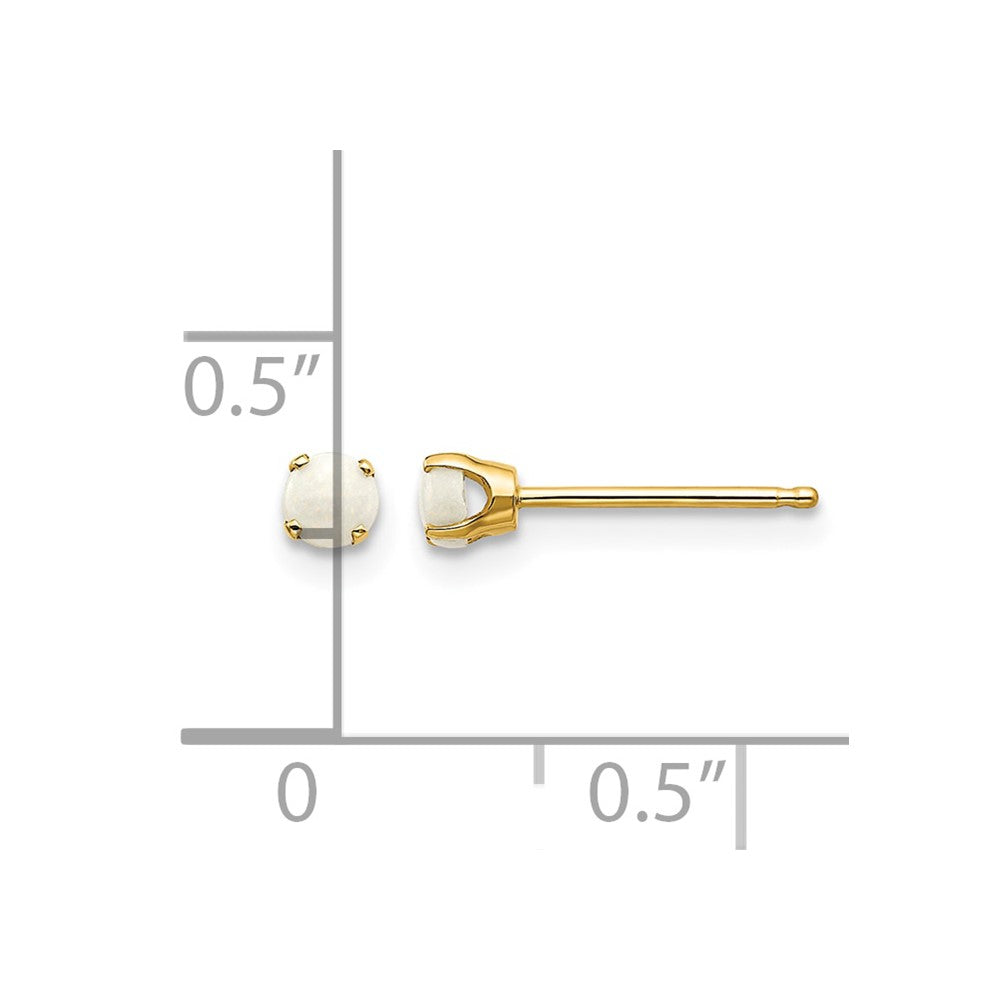 14k 3mm Round October/Opal Post Earrings